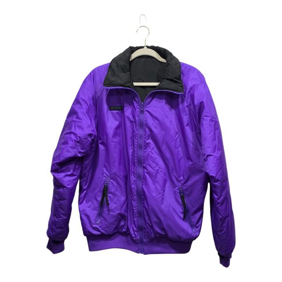 Vintage Columbia 90s Reversible Puffer Jacket Men’s Tall L Black Purple Nylon - Picture 6 of 13
